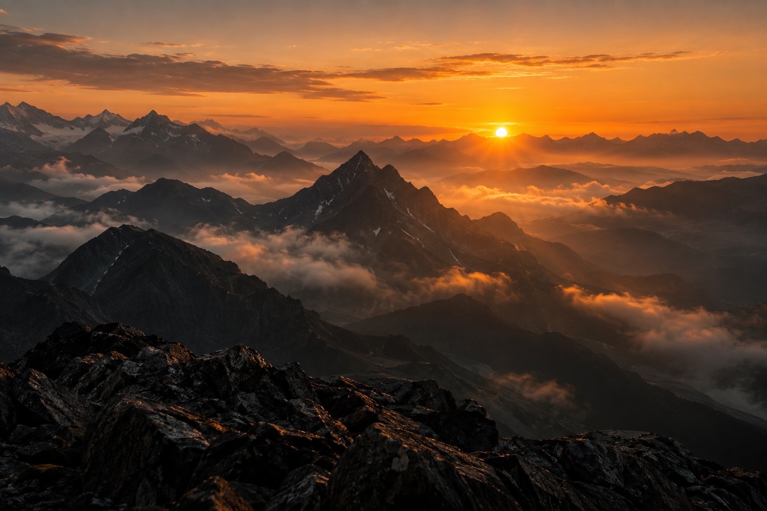 Sunrise over a mountain range